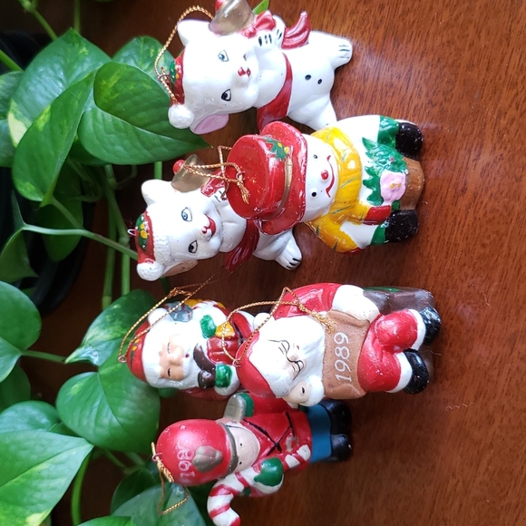 Vintage set Lot of 7 Ornaments Santa Toy soldier mouse snowman - Picture 1 of 16